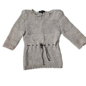 Tara Jarmon Oatmeal Tan Short Sleeve Wool Alpaca Sweater Small